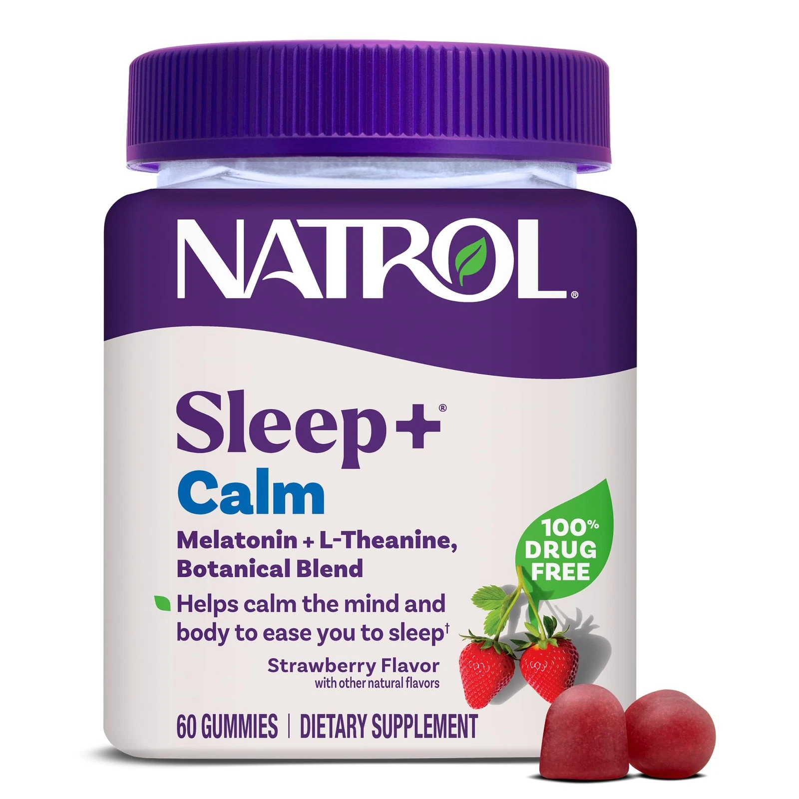 Sleep+ Calm Melatonin Gummies for Adults, Sleep Gummies, Strawberry Flavor, 6...