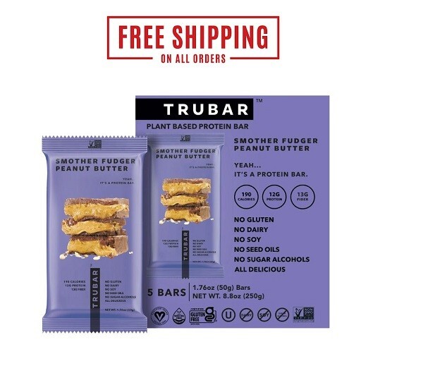 TRUBAR Vegan Protein Bar Smother Fudger PeanutButter Gluten Freepack of 5 NEW🚚