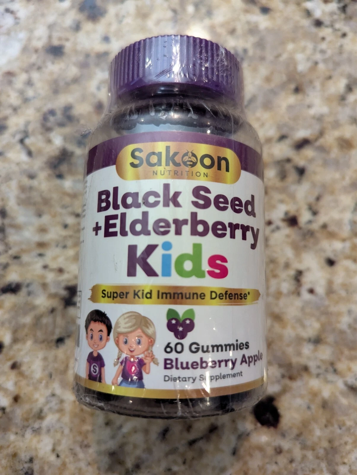 Sakoon Nutrition Black Seed + Elderberry Kids Immune Blueberry 60 ct exp: 12/26