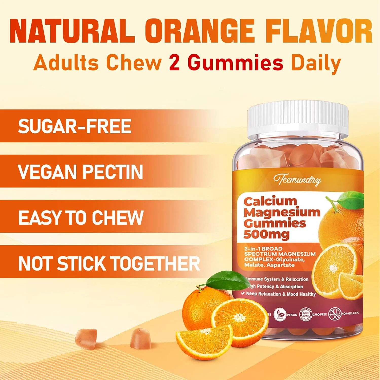 Calcium Magnesium Supplement Gummies for Adults: Calcium Citrate 600 Mg with ...