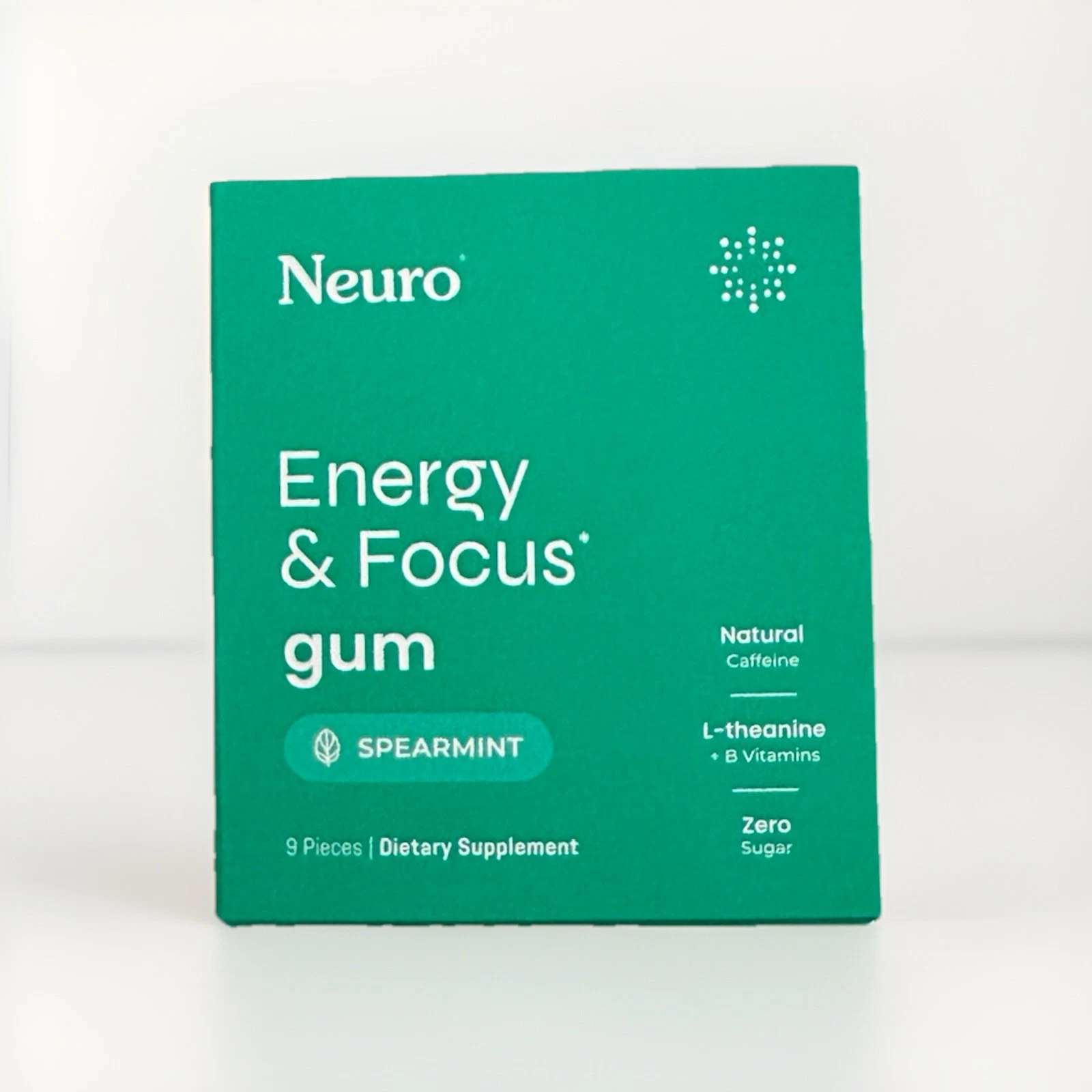Neuro Gum L-theanine B-12 Nootropics Caffeine 1 pack 9 pcs New Spearmint Flavor