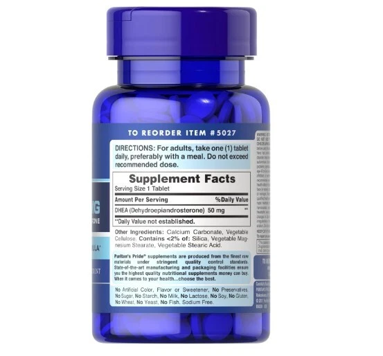 DHEA 50mg Dietary Supplement for Healthy Aging 3 Month Supply 100 Tablets 1pc