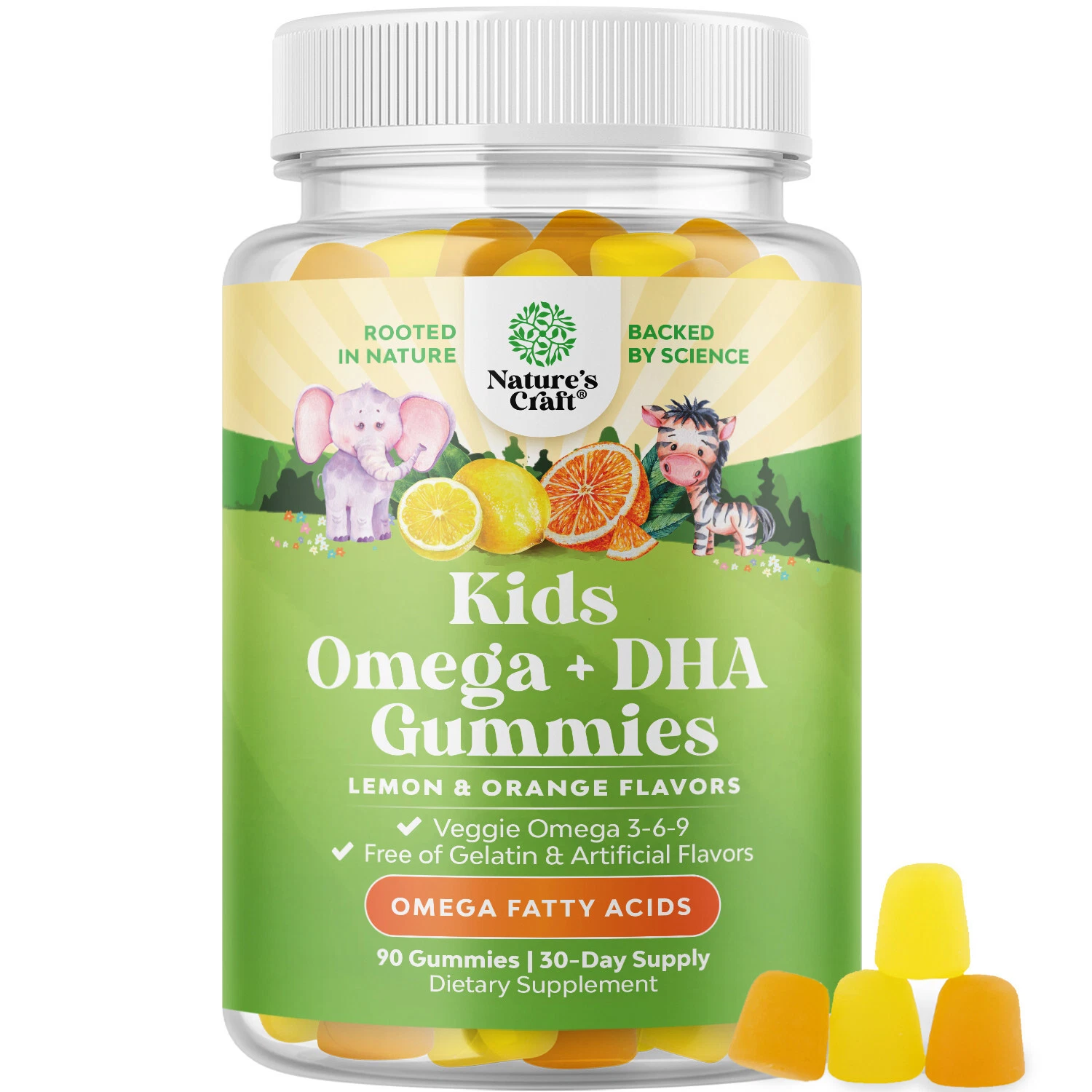 Kids DHA Omega 3 Gummies for Kids - Delicious Fish Free for Vision Brain 90ct