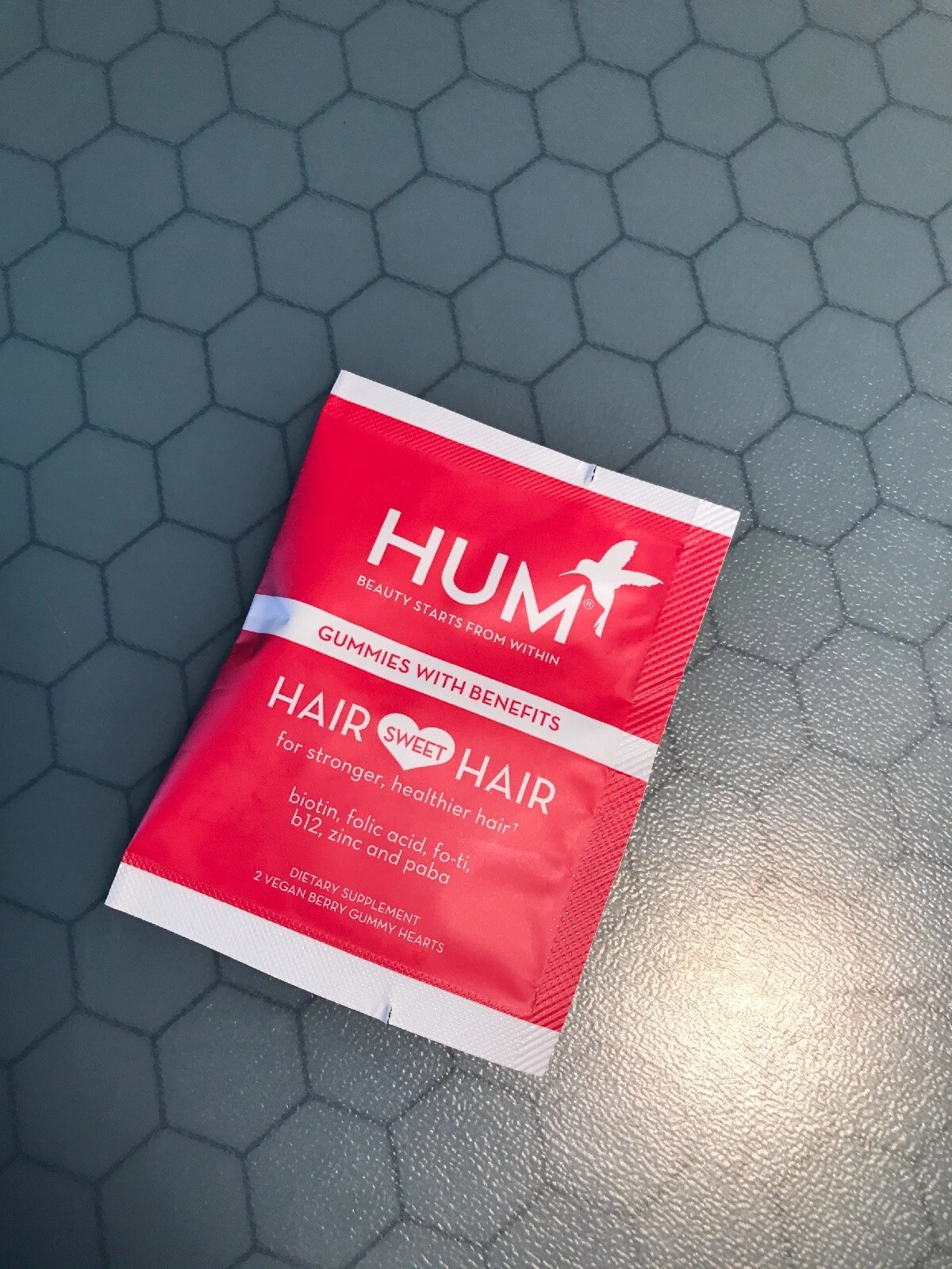 HUM Hair Sweet Hair Gummies 2 Pack Dietary Supplement Vegan Berry Hearts New