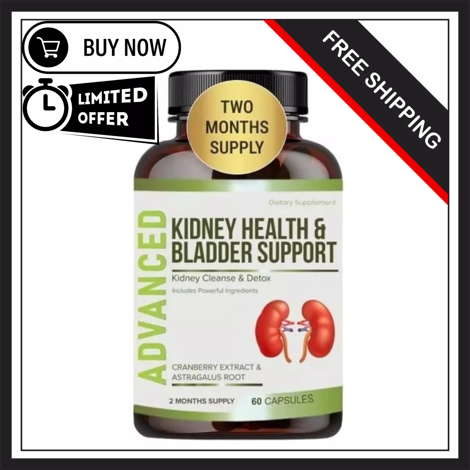 Kidney Cleanse Detox & Repair and Bladder Support- Kidney Support Supplement for