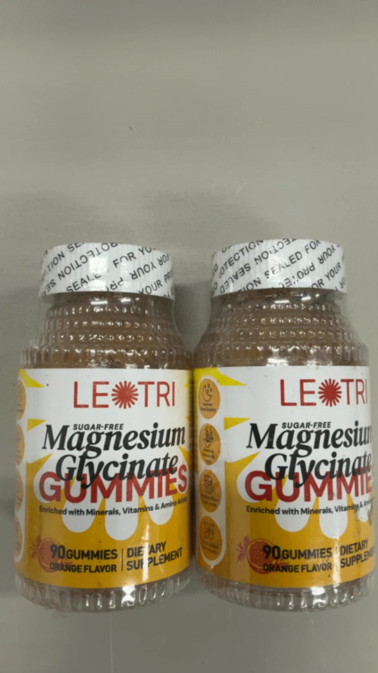 LEOTRI Magnesium Glycinate Gummies 90ct Orange, 2pk