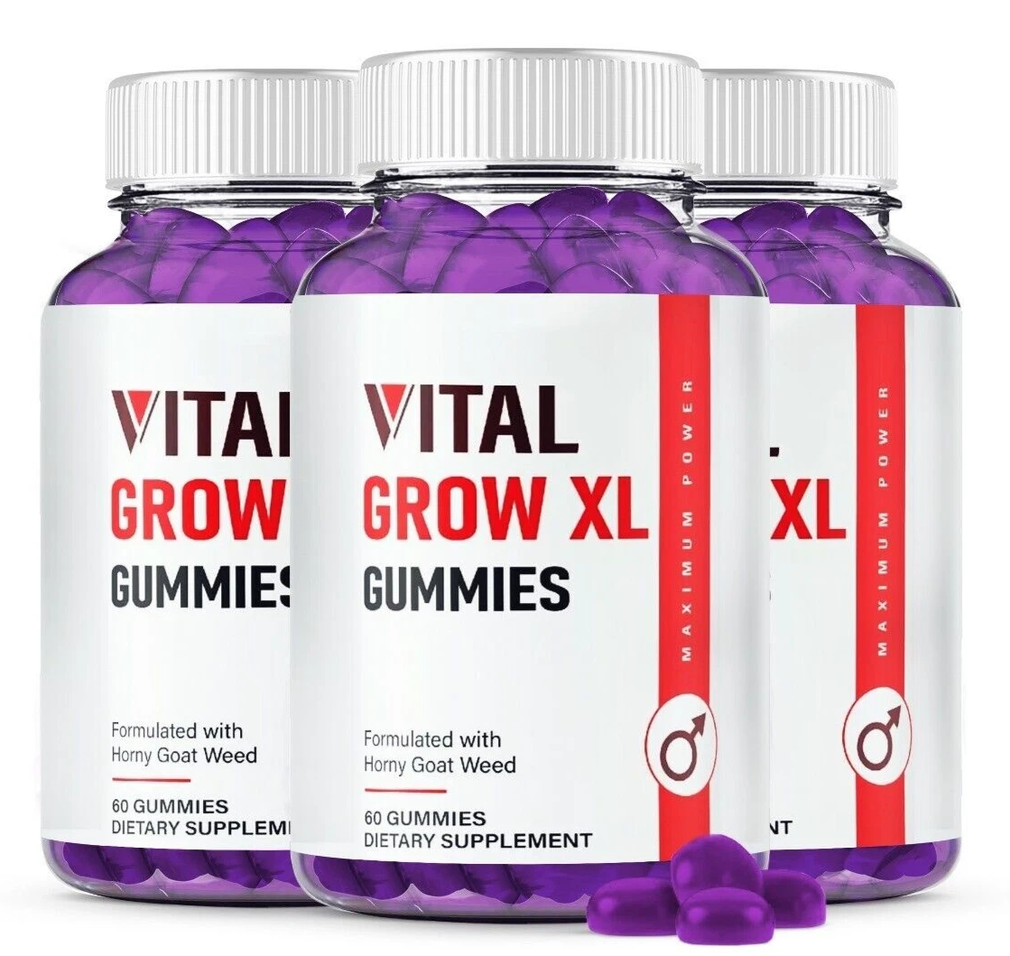 (3 Pack) Vital Grow XL Gummies Male Supplement for Performance (180 Gummies)