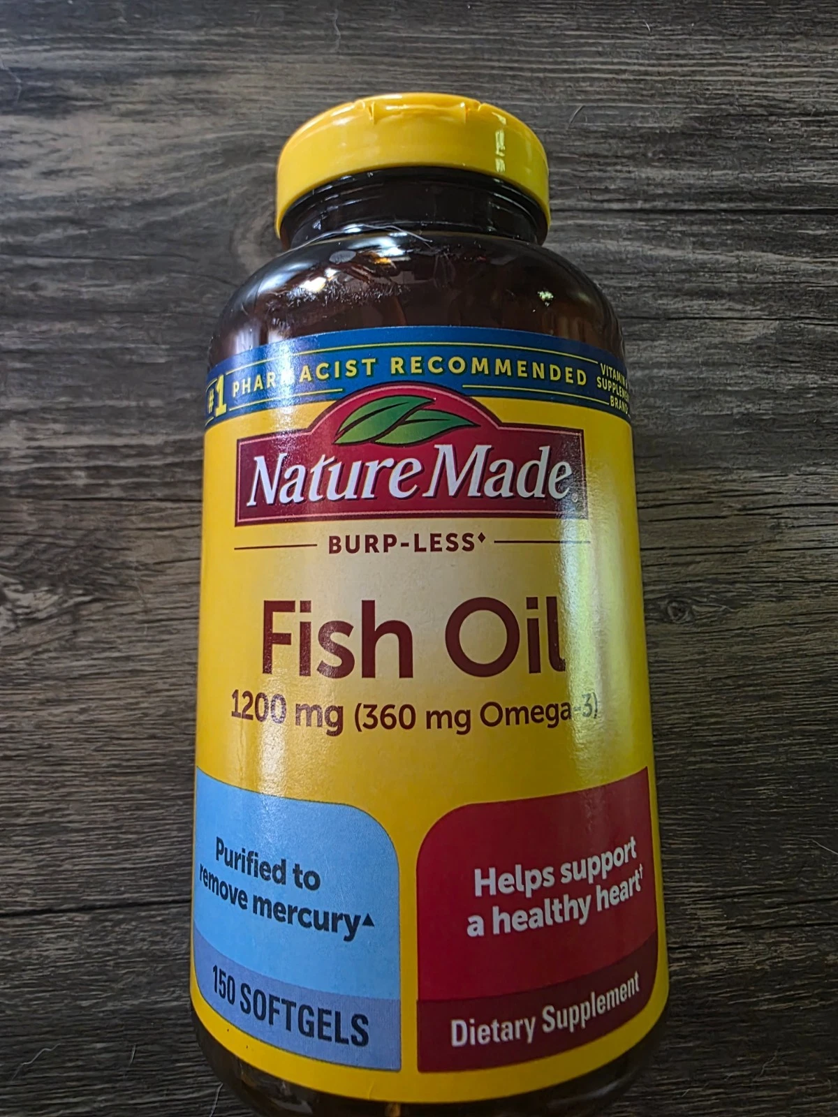 Nature Made Heart Health Fish Oil 1200mg 360mg Omega 3 150 Softgels Exp 6/26