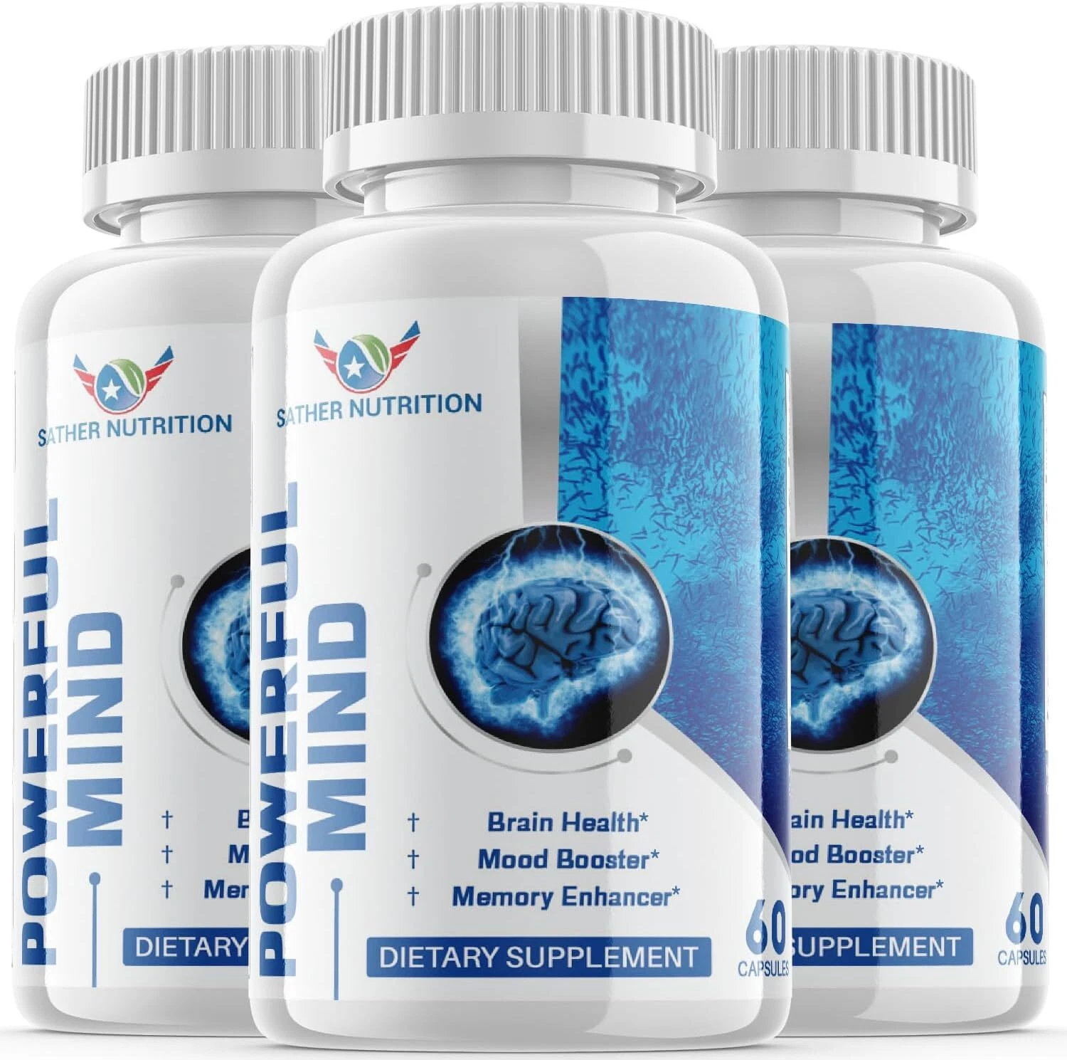 3 Pack - Powerful Mind Capsules - Powerful Mind Nootropic Pills For Brain Health