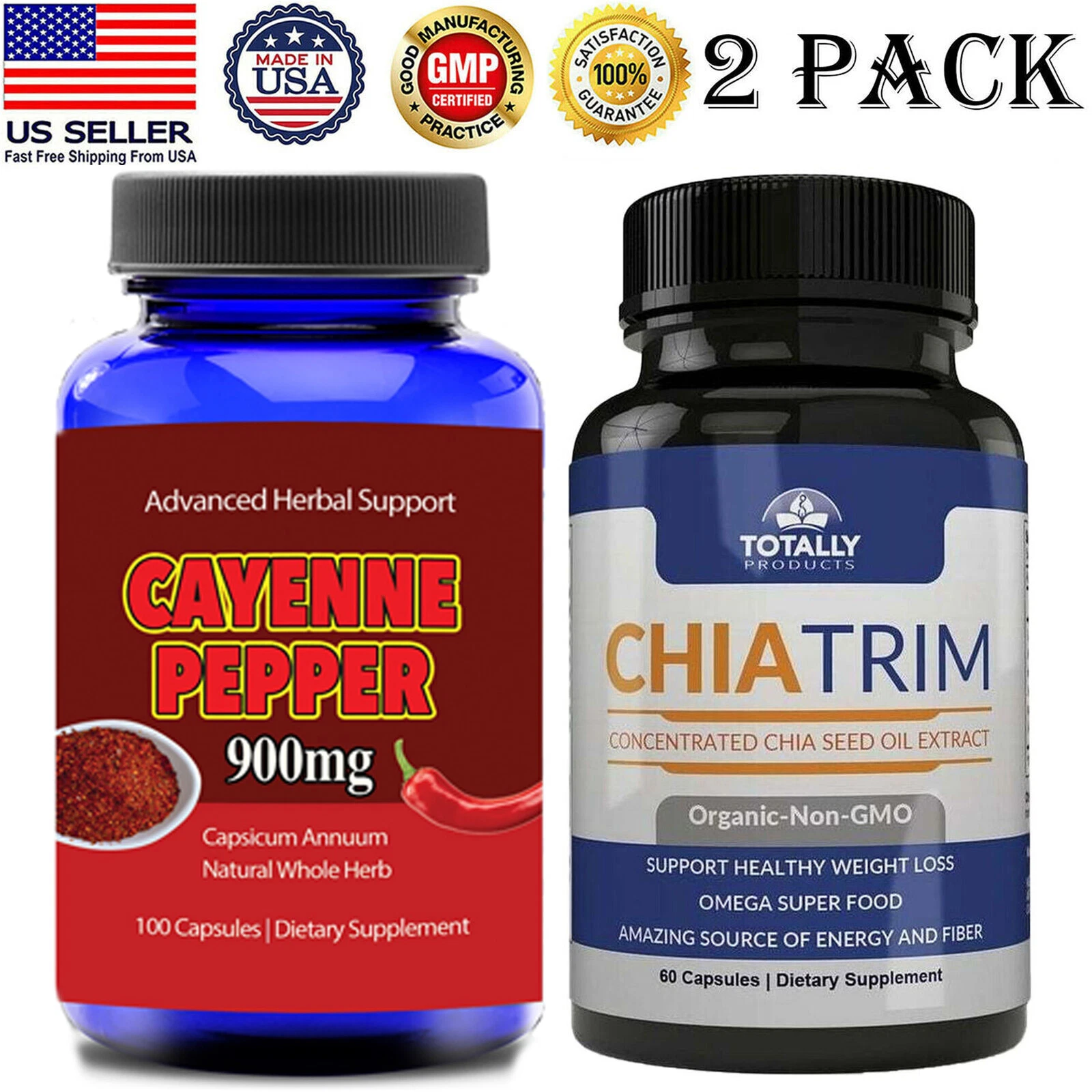 Cayenne Pepper Fat Burner Capsules Chia Seed Oil Extract Weight Loss Supplement