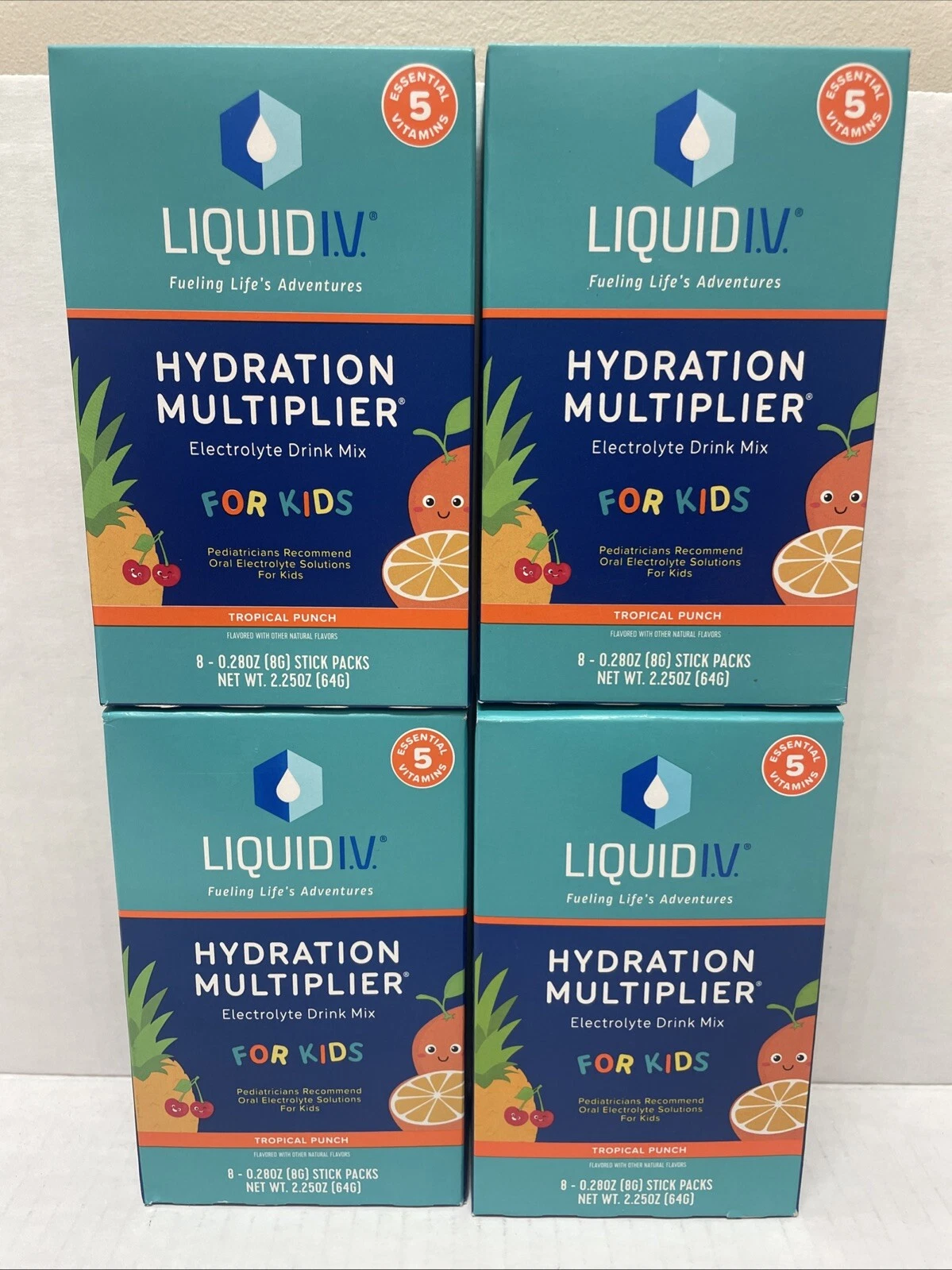 4x Liquid IV Hydration Multiplier Tropical Punch (8 CT Each) For Kids Exp 9/25