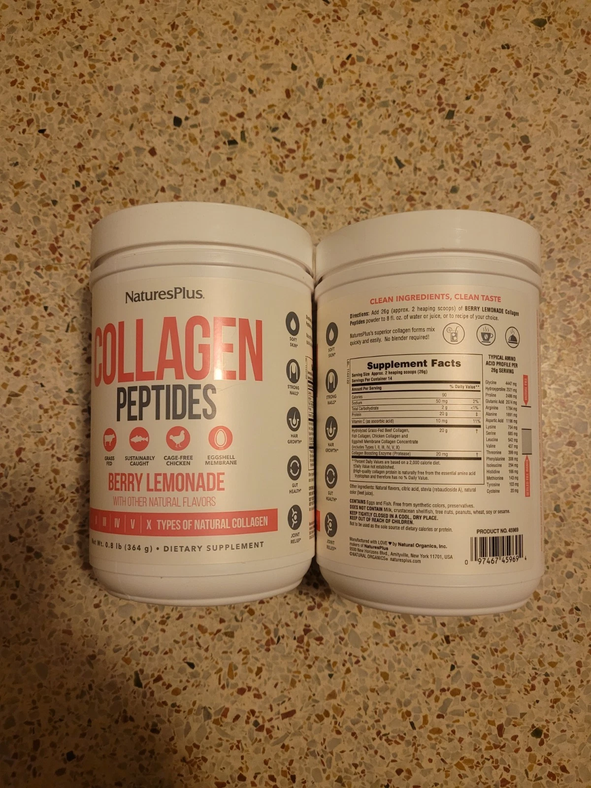 Lot (2) NaturesPlus Collagen Peptides Berry Lemonade, 0.8 lbs (364 g) New READ