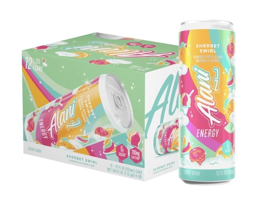 Alani Sherbet Swirl Energy Drink 12 ounce (12 Pack)