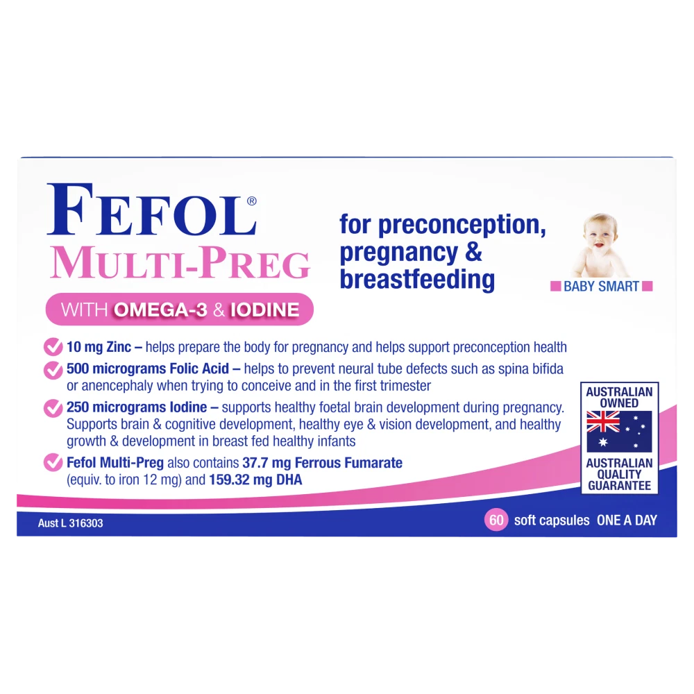 Fefol Multi-Preg 60 Capsules with Omega-3 & Iodine for Preconception & Pregnancy