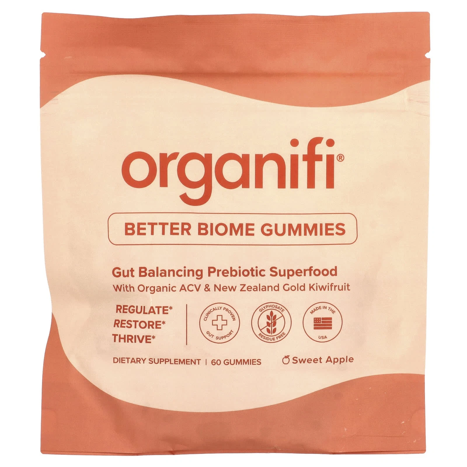2 X Organifi, Better Biome Gummies, Sweet Apple, 60 Gummies