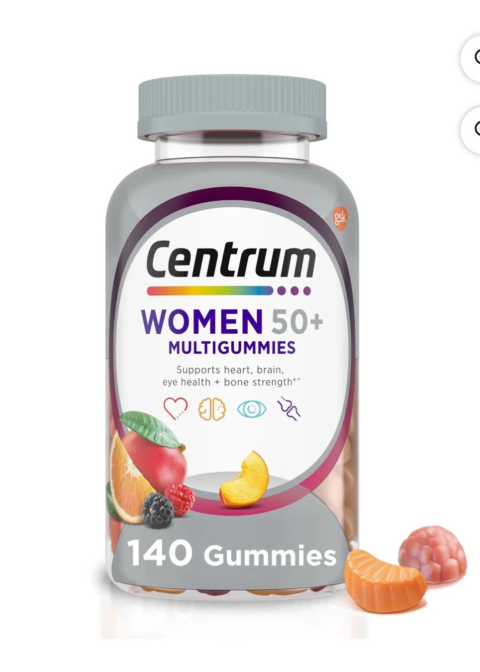 Centrum Women 50 plus Multivitamin Supplement Gummies, Assorted Fruit, 140 Count