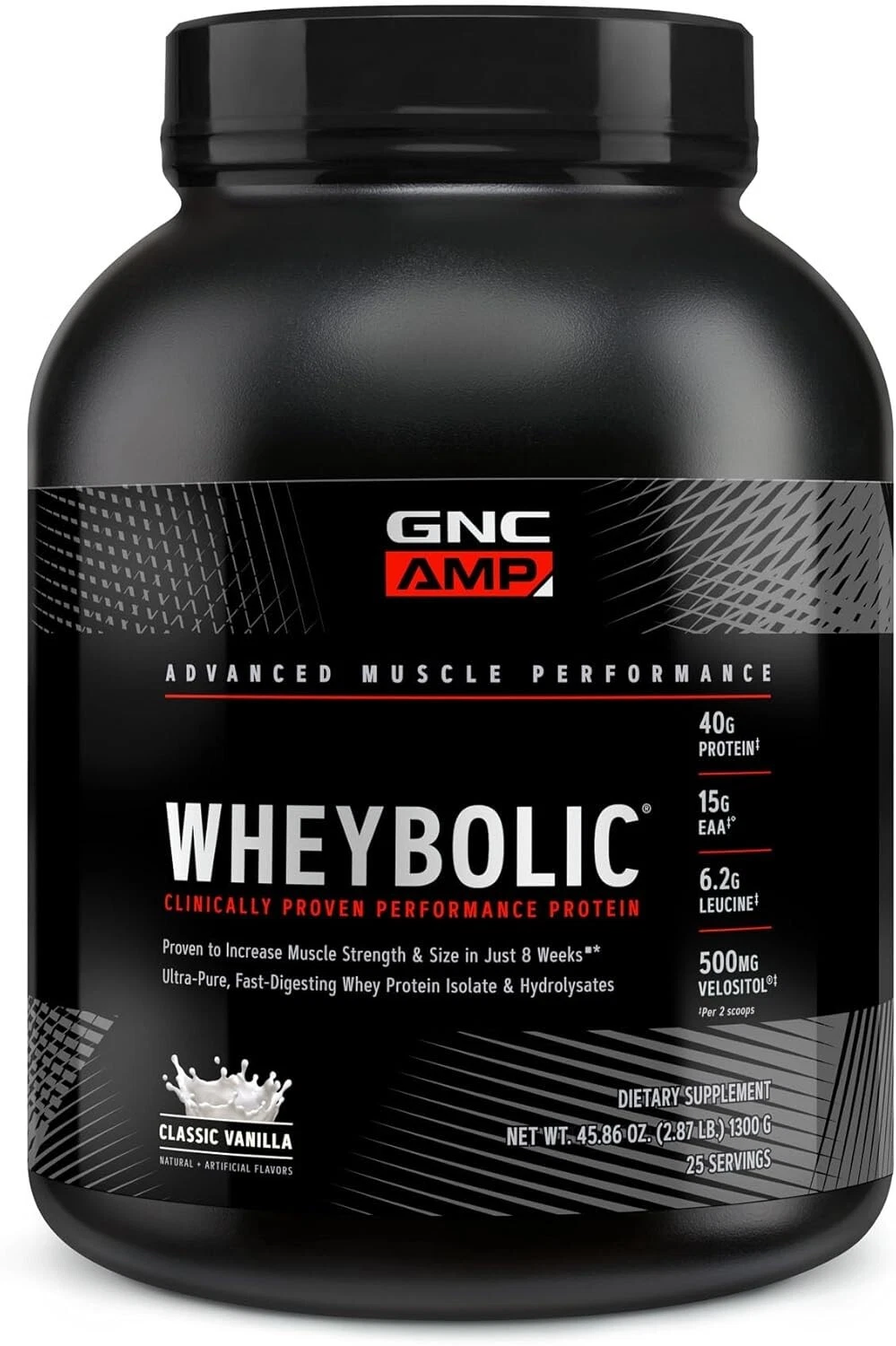 GNC AMP Wheybolic Protein Powder 25 Servings Increases Muscle Strength 30%
