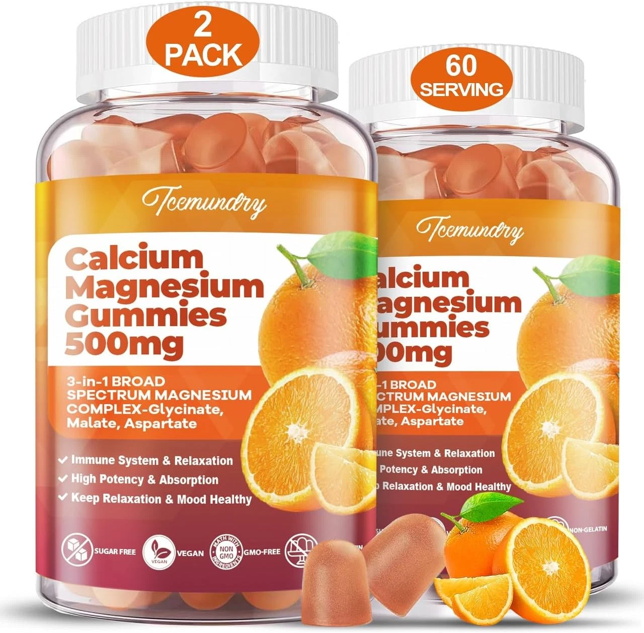 Calcium Magnesium Supplement Gummies for Adults: Calcium Citrate 600 Mg with ...
