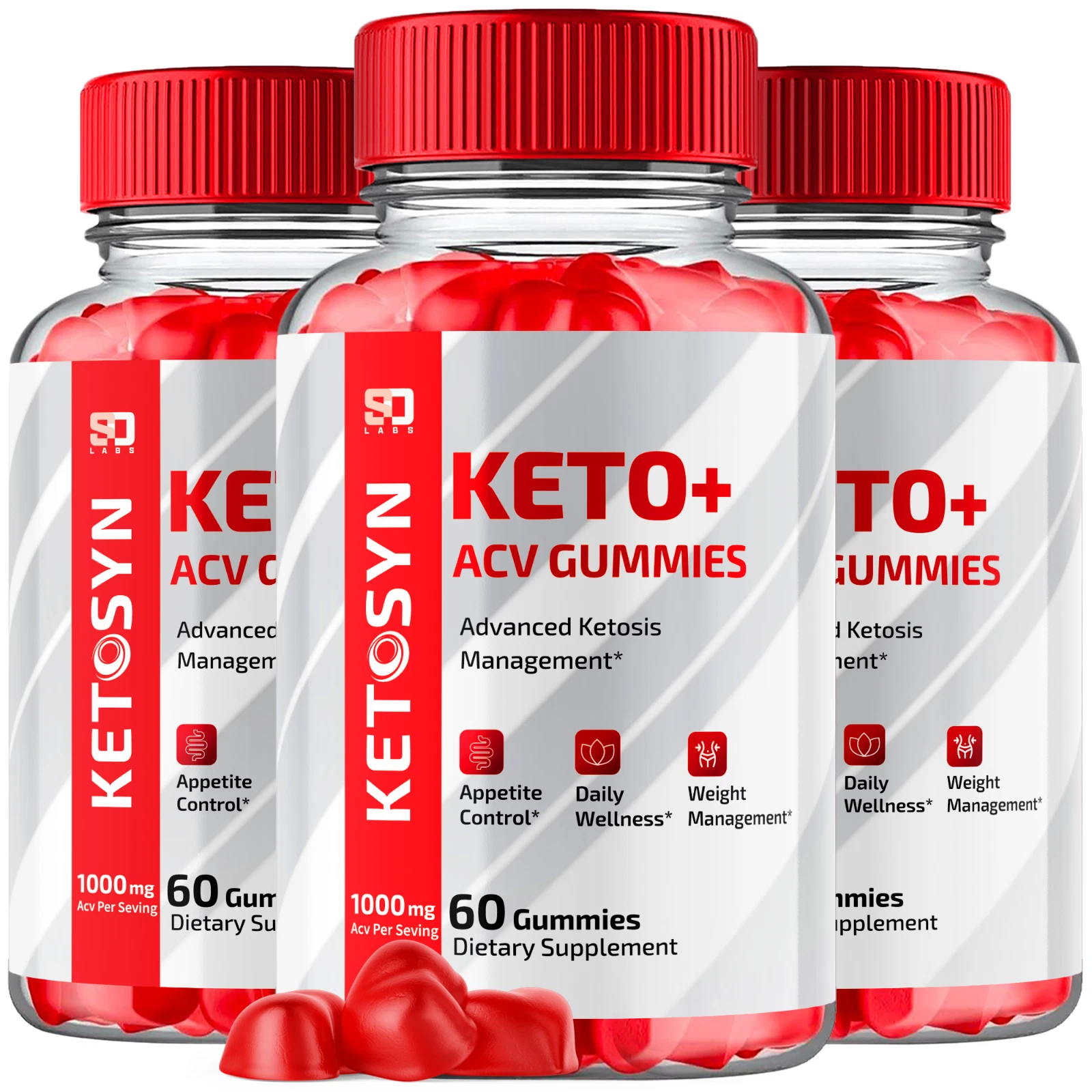 (3 Pack) Ketosyn Keto Gummies, Ketosyn ACV Keto + Gummies (180 Gummies)