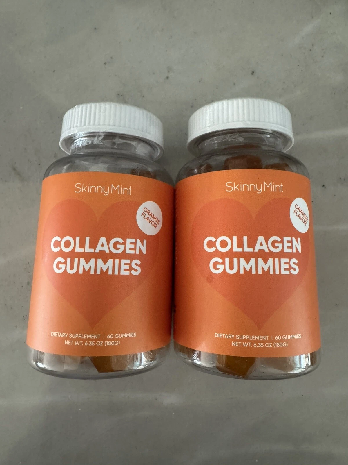 2 X Collagen Gummies | 60 Count | Orange Flavor | by SkinnyMint