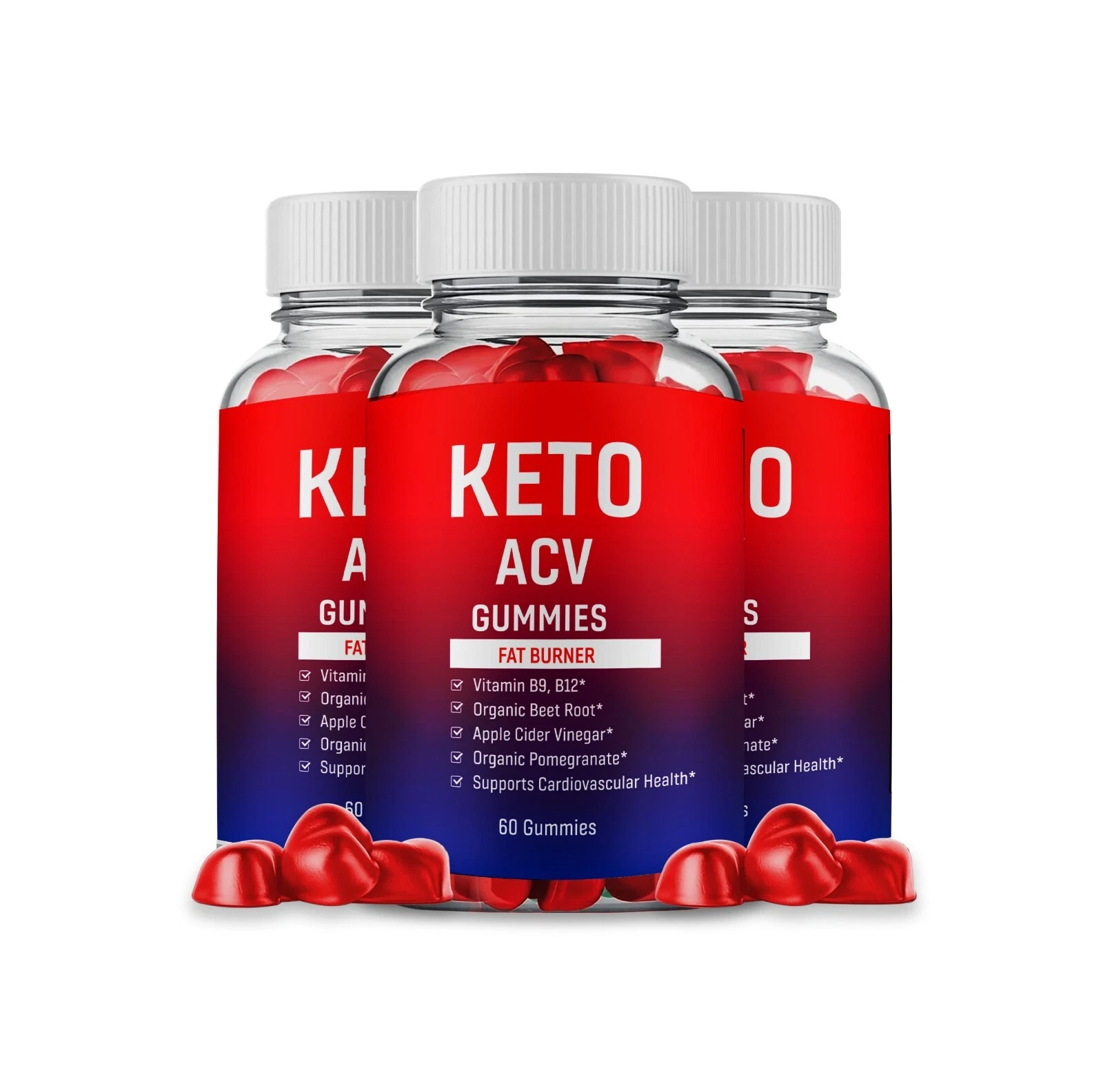 3 X Keto ACV Gummies 1,000mg Weight Loss Apple Cider Vinegar Maximum Strength