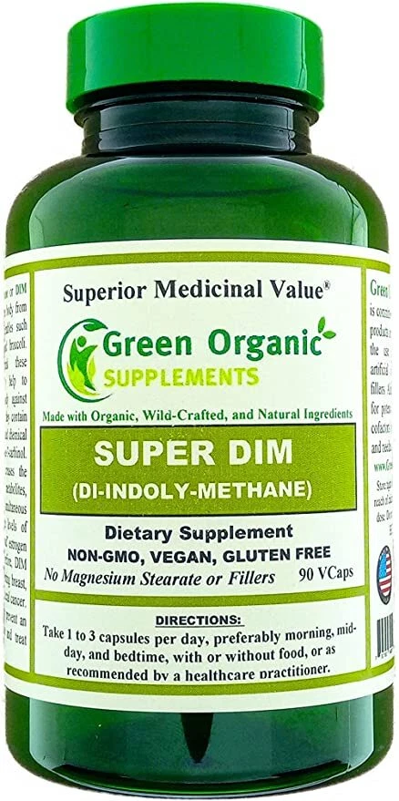 Green Organic Super DIM Diindolylmethane 90 Vegan Capsules Non-GMO & Gluten Free