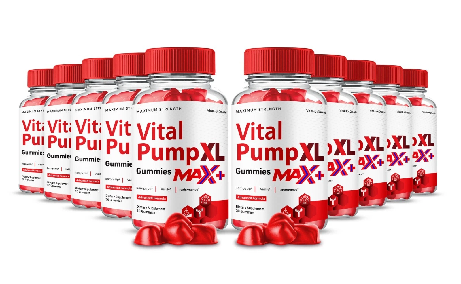 Vital Pump XL Max + Gummies for Men, 2x Stronger, VitalPump XL Max+ (10 Pack)