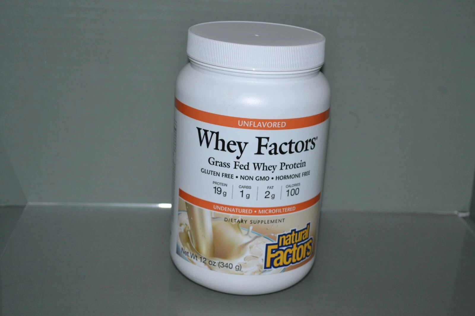 Natural Factors Whey Factors, Unflavored Protein Powder, 12 oz, BB 03/2028