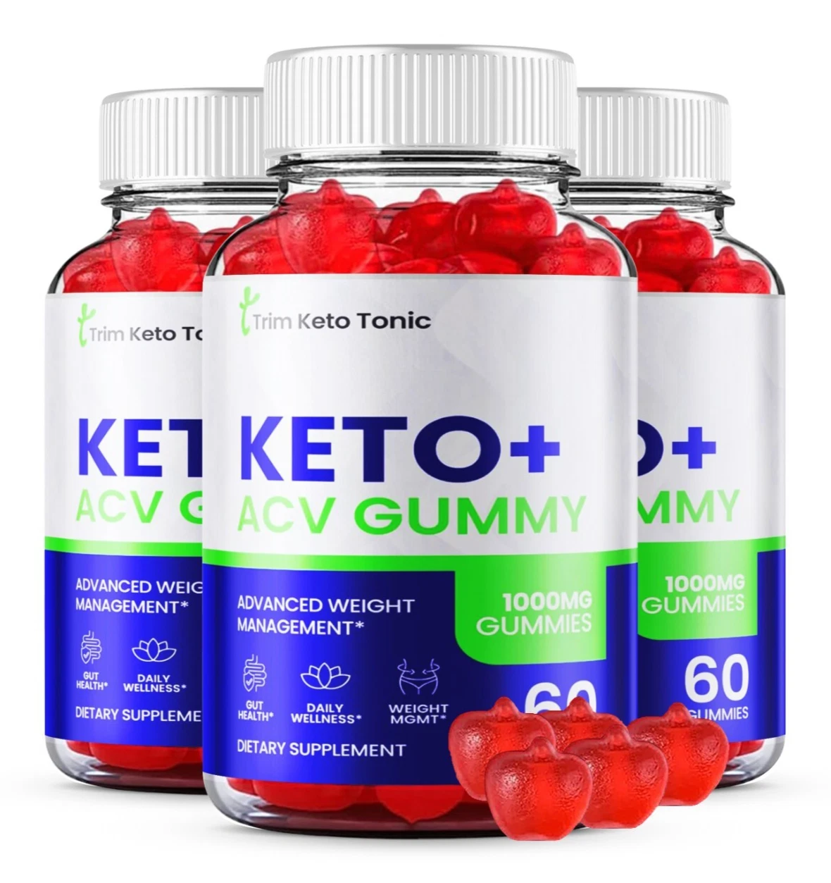 Trim Keto Tonic ACV Gummies Weight Management Supplement - (180 Gummies) 3-Pack