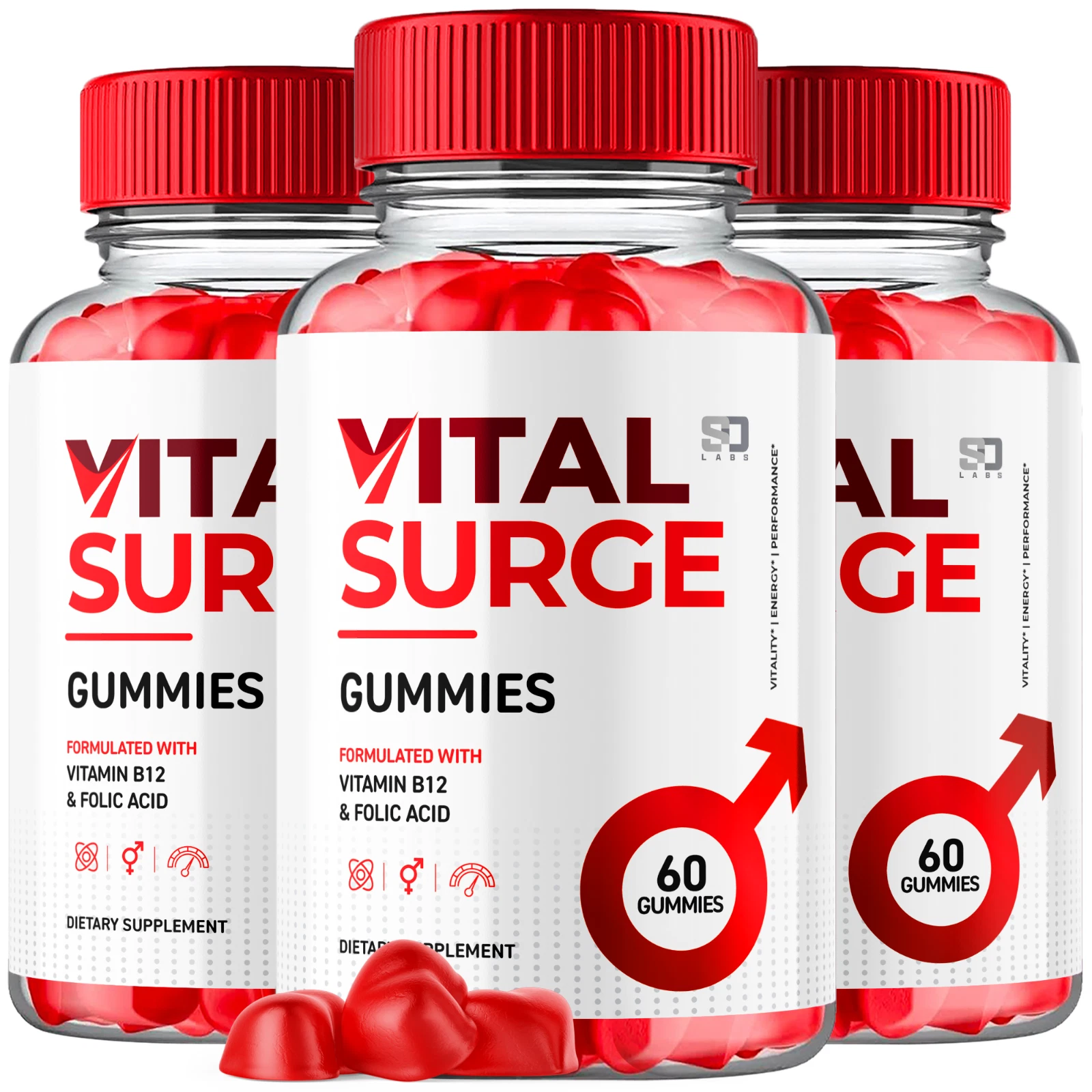 Vital Surge Male Gummies, Vital Surge Testo Support Gummys Performance (3 Pack)