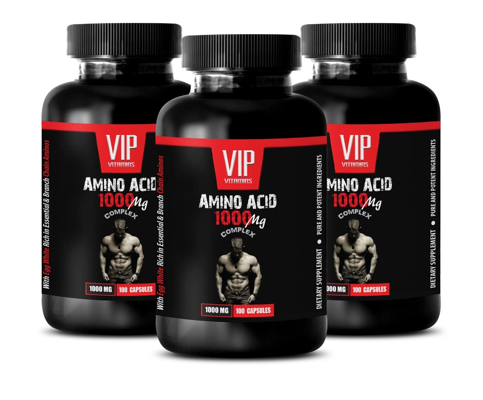 bodybuilding supplement - AMINO ACID 1000mg - arginine, valine, leucine 3 Bottle
