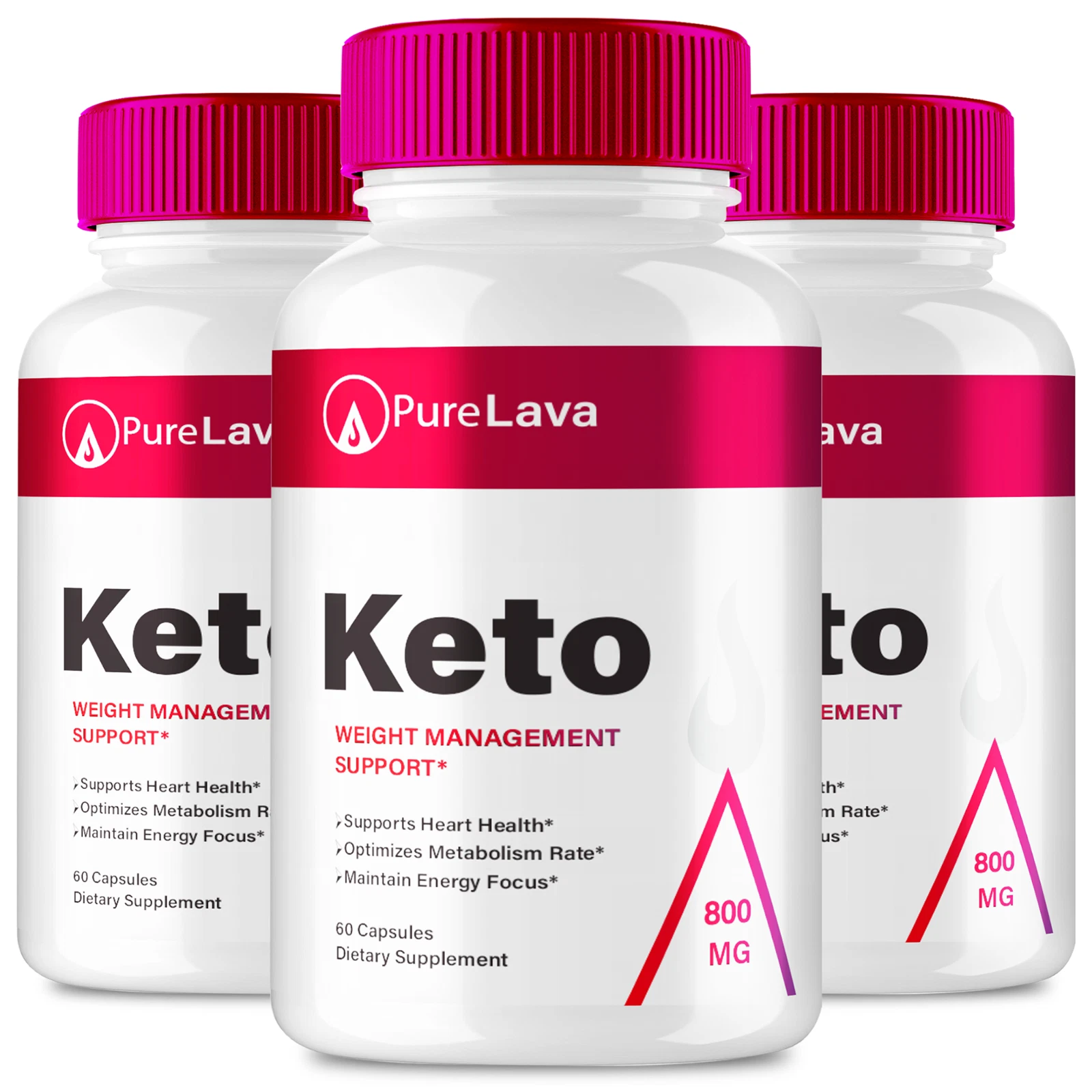 (3 Pack) Pure Lava Keto, Weight Loss & Fat Burning Pills for Women & Men