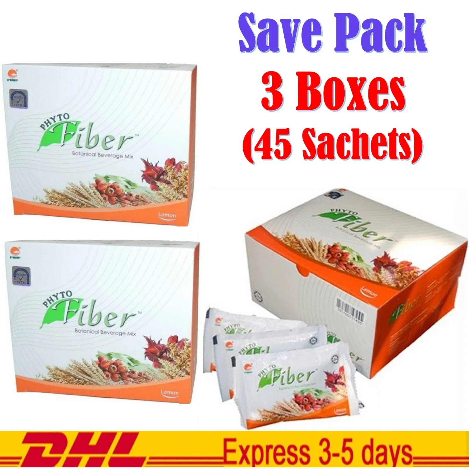 3x Phyto Fiber Detox Botanical Beverage Mix Drink 100% Natural High Fiber