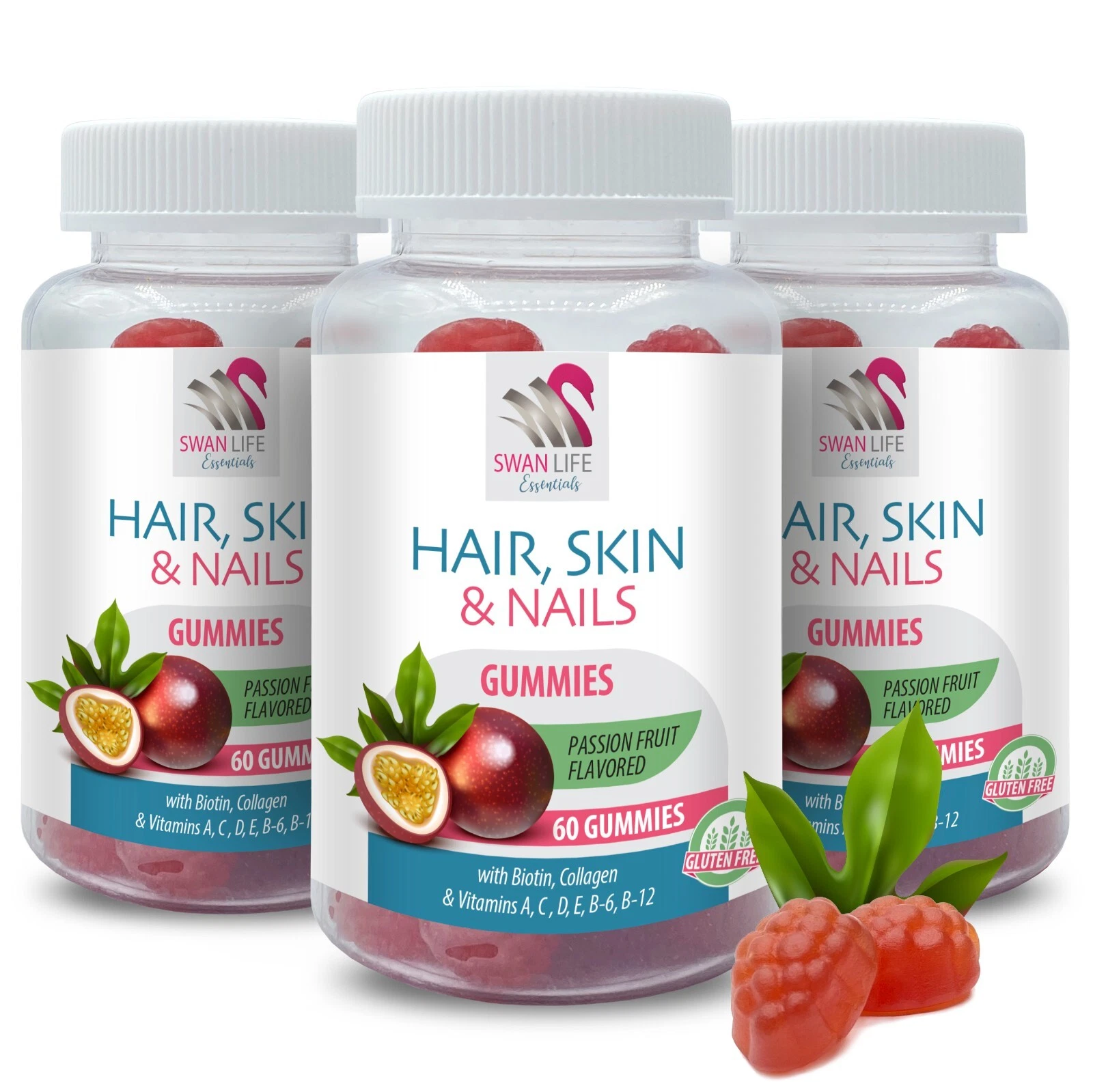 Shiny locks - HAIR, SKIN & NAILS - Vibrant complexion 3 Bottles 180 Gummies