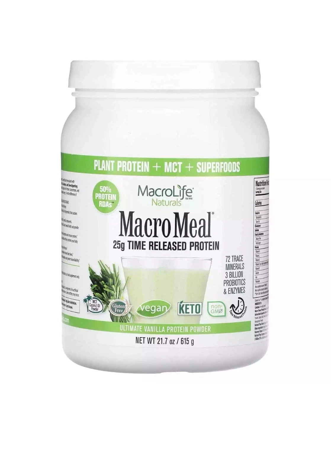 Macrolife Naturals, Macro Meal, Ultimate Protein Powder, Vanilla, 21.7 oz