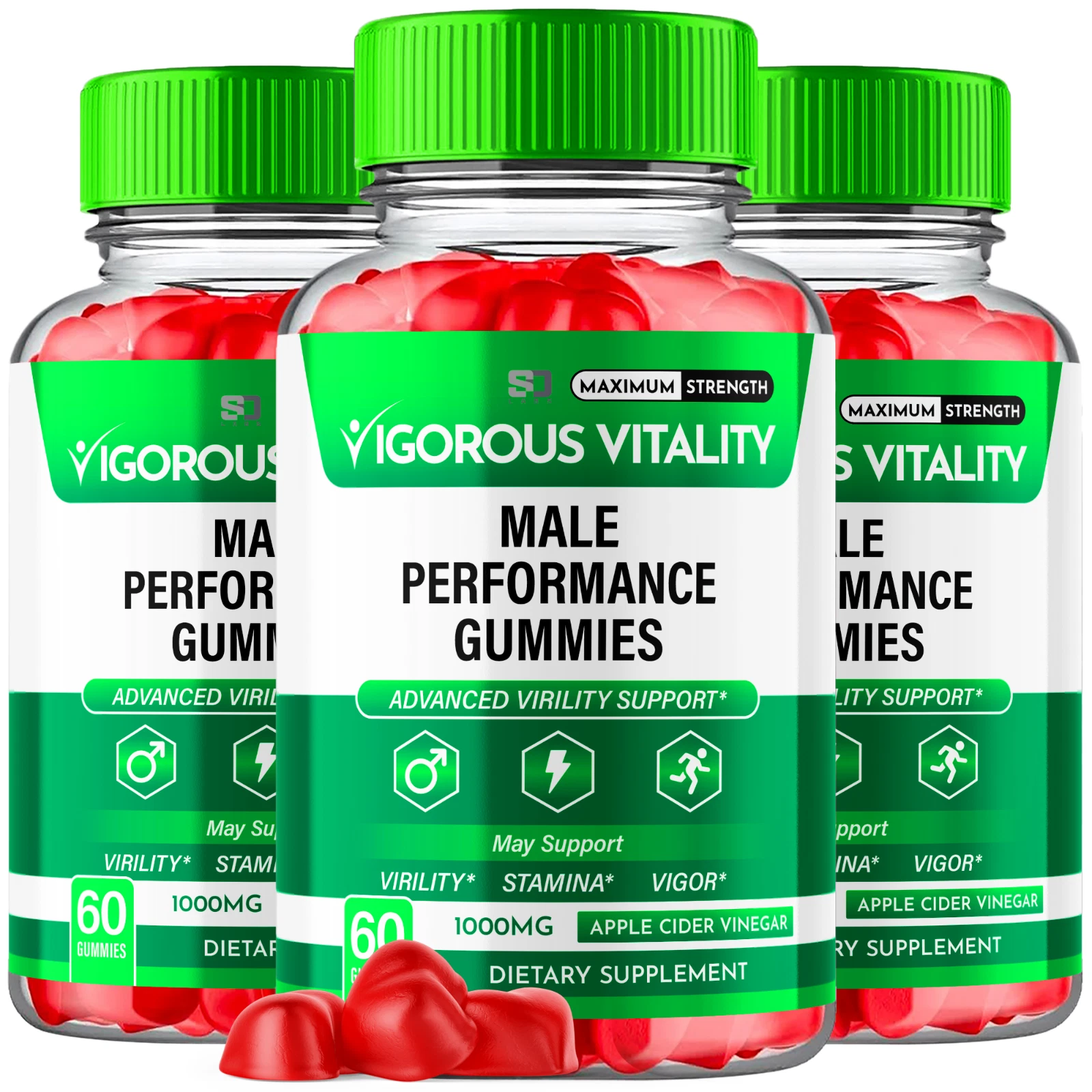 Vigorous Vitality Men's Formula Gummies Boost Stamina & Endurance (3 Pack)