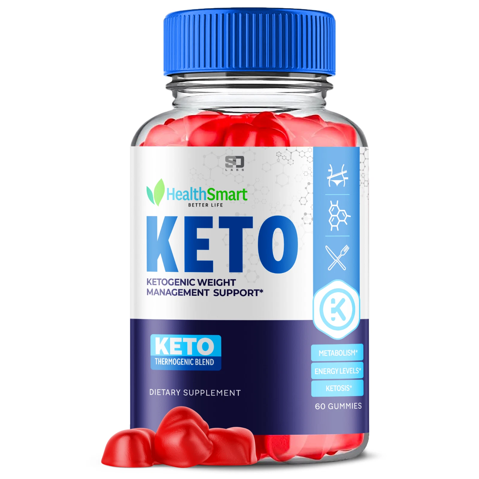 Health Smart Keto Gummies, HealthSmart Keto ACV Weight Loss Support (60 Gummies)