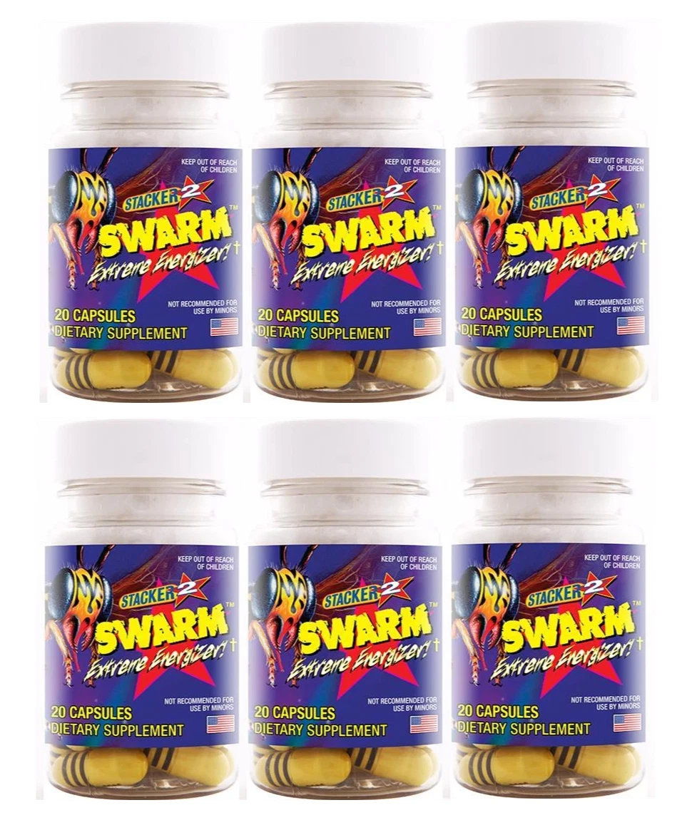 6x Bottles Swarm Extreme Energizer 20 Capsules Each
