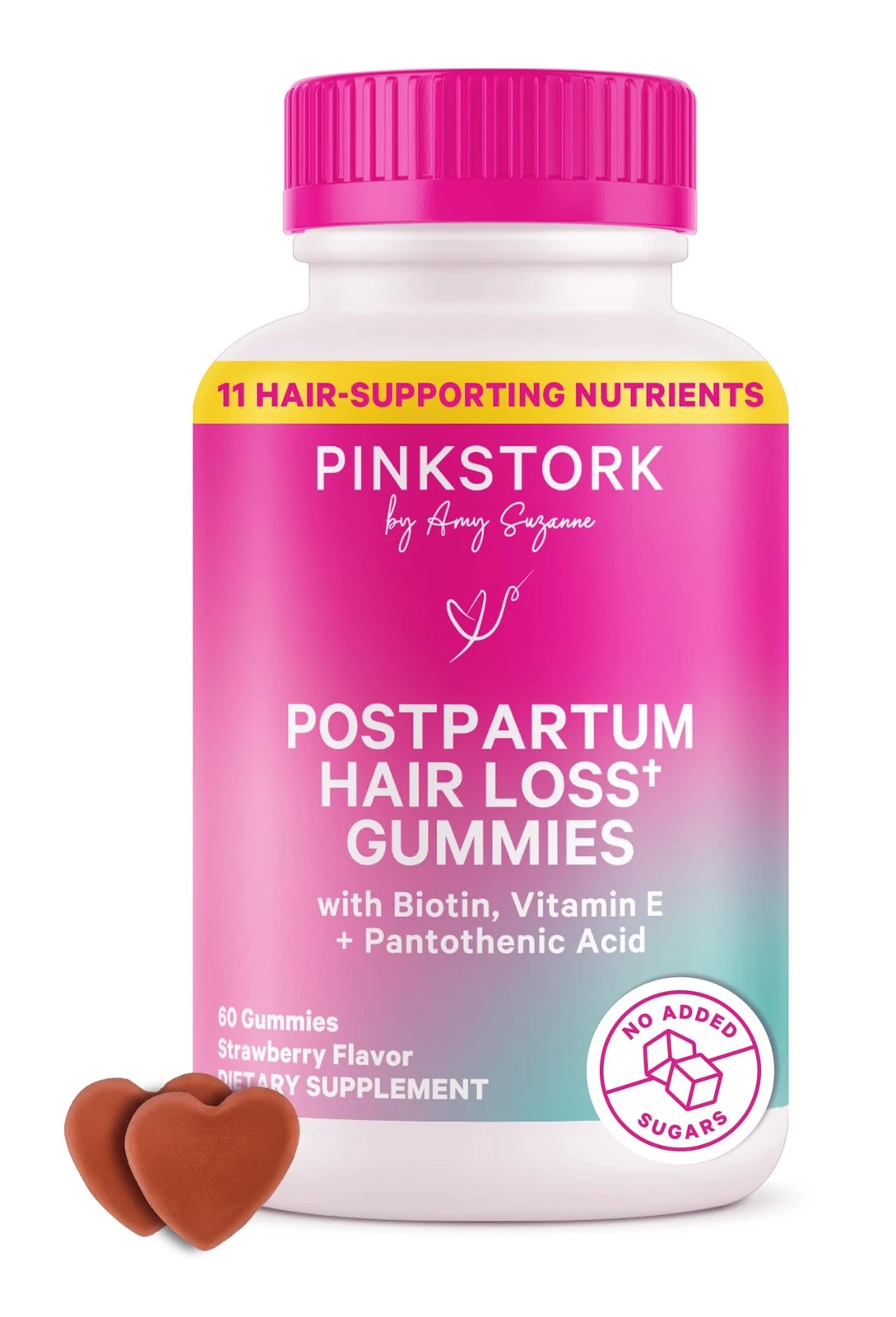Pink Stork Postpartum Hair Loss Gummies - Biotin with Vitamin E, Pantothenic Aci
