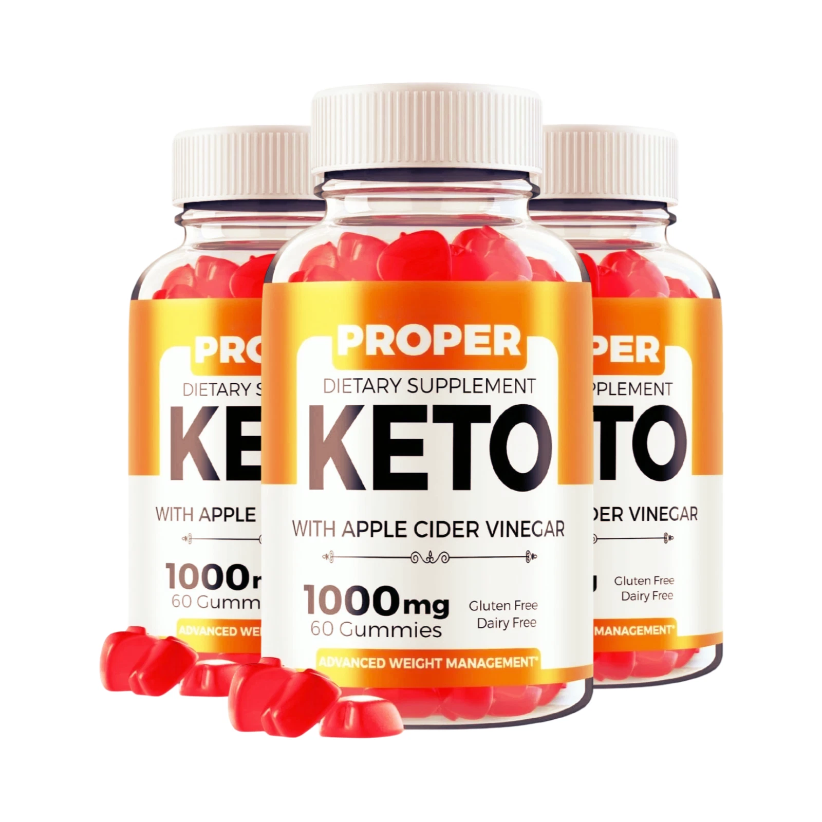 3-Pack Proper Keto ACV Gummies, Proper Keto Gummies for Weight Loss -180 Gummies