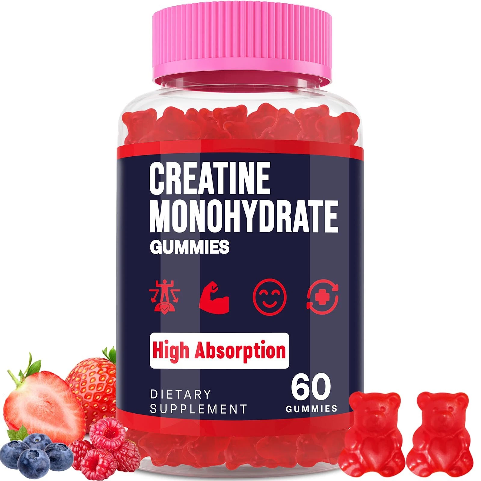 Creatine Monohydrate Gummies for Women & Men Taurine & B6 Chewable Creatina P...