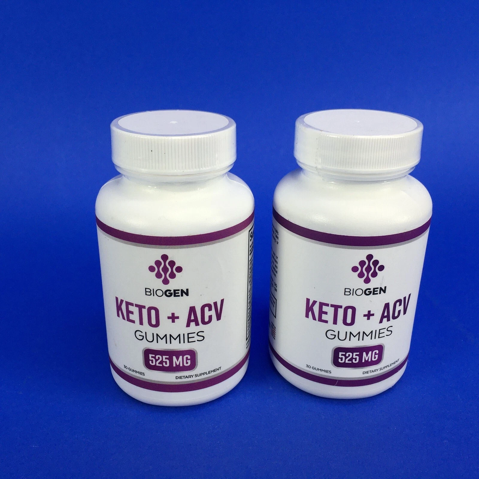 Biogen Keto+ ACV Gummies 525mg Dietary Supplement 30 Gummies (Lot Of 2)
