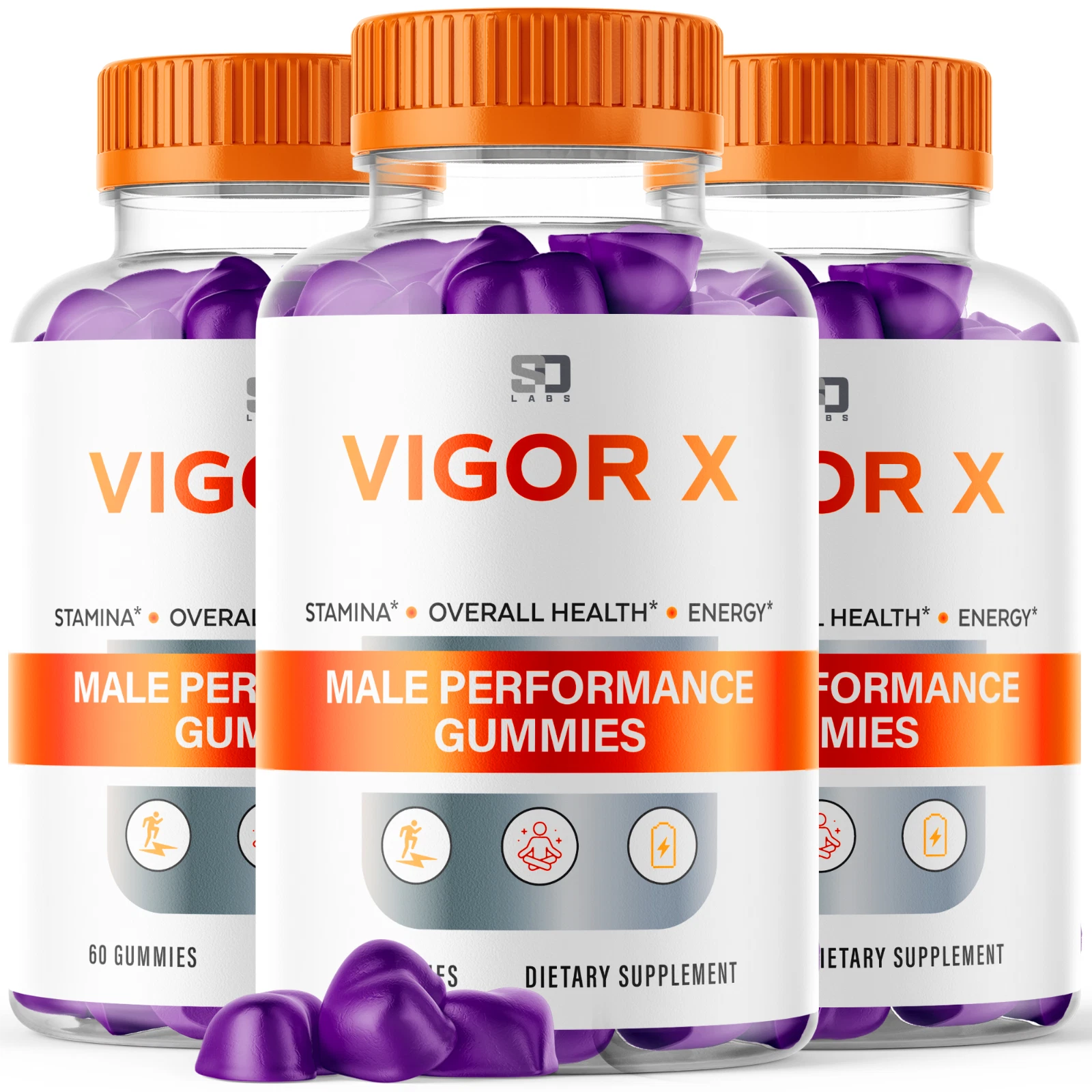 (3 Pack) Vigor X Male Gummies - VigorX Enhances Energy, Vitality & Stamina 180ct