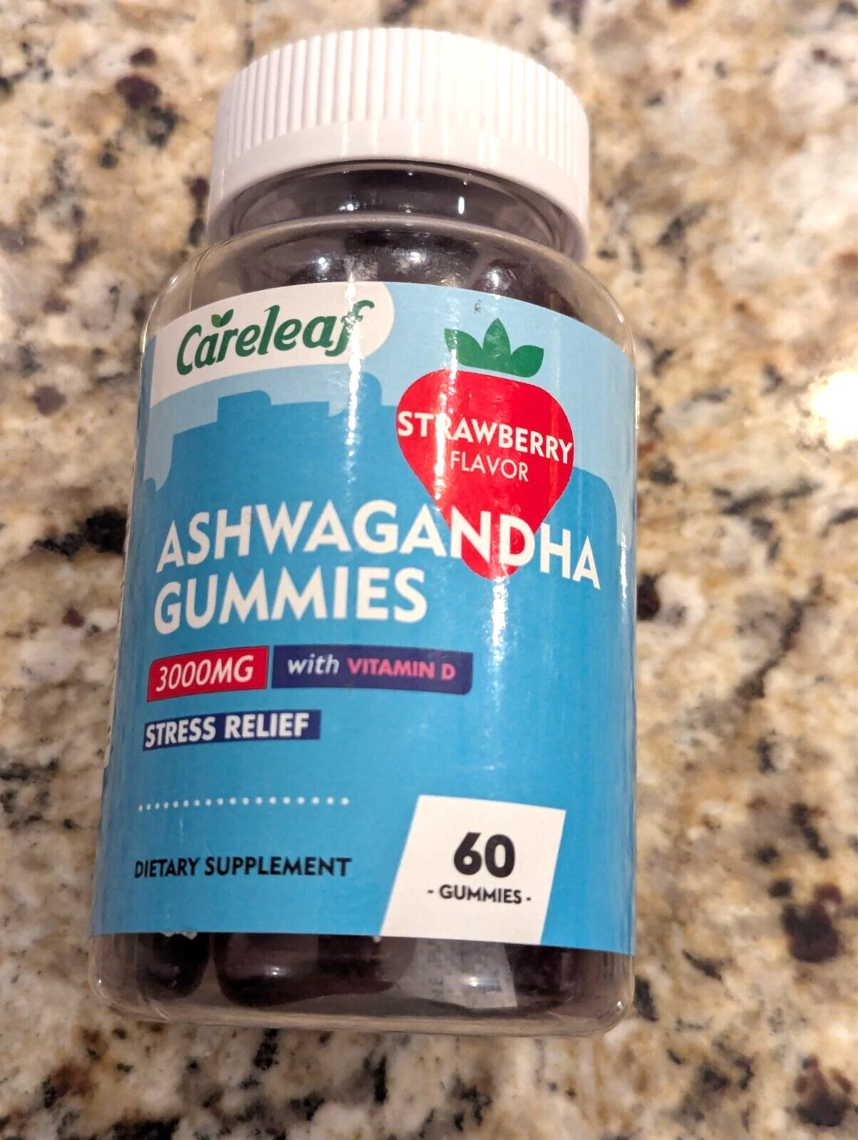 Careleaf Ashwagandha Stress Relief 3000mg Strawberry 60 Gummies exp: 4/2026