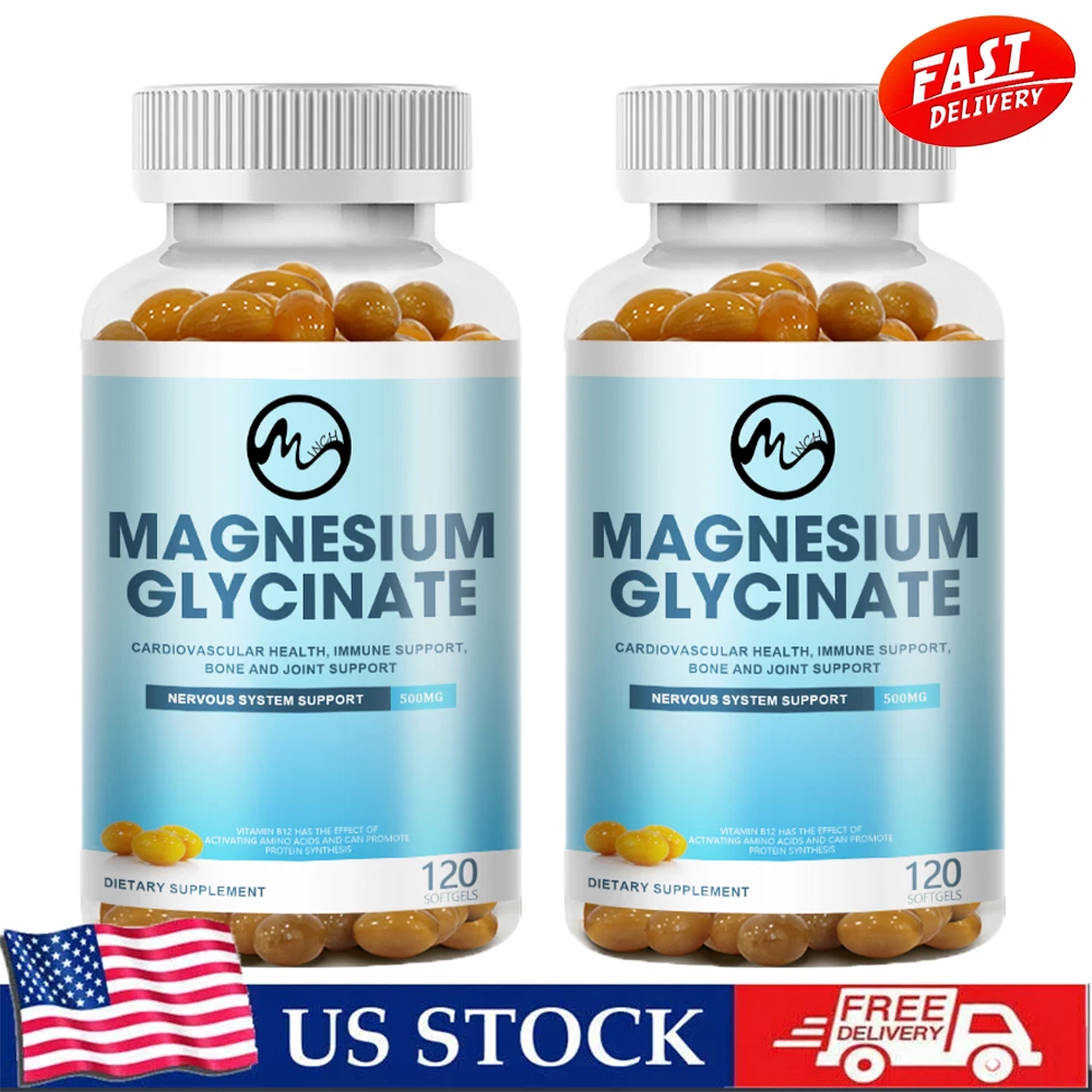 120*2 Magnesium Glycinate Capsules 500mg Improve Sleep, Stress Anxiety Relief