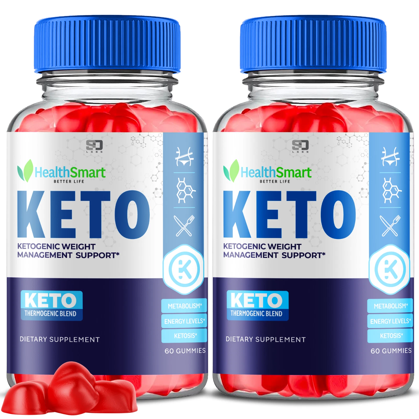 (2 Pack) Health Smart Keto, HealthSmart Keto Gummies Loss Support (120 Gummies)