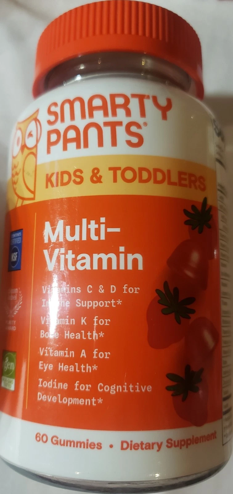 SmartyPants Kids & Toddlers Children's Multivitamin Gummies, Strawberry, 60 Ct