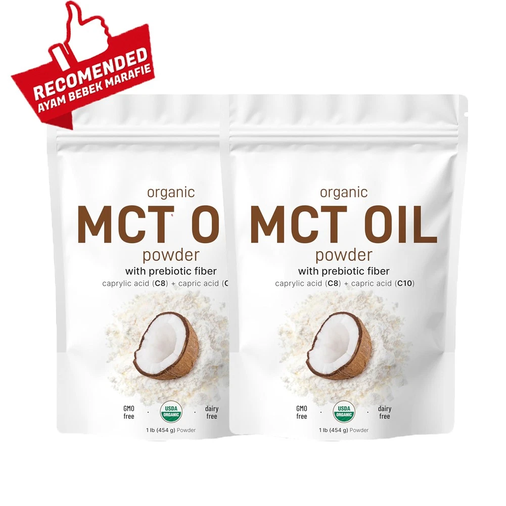 2 Packs MCT Oil Powder With Prebiotic Fiber, 1 lb (454 g)