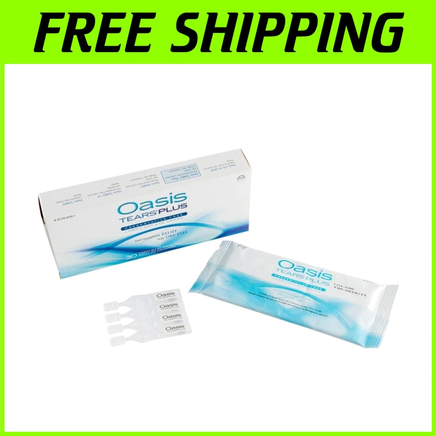 Hypoallergenic 30 Containers of Eye Lubricant Drops - Soothing Relief - 0.3 ML