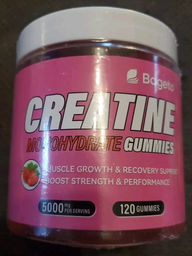 Creatine Monohydrate 5g 5000mg Gummies 120-count Strawberry Muscle Strength